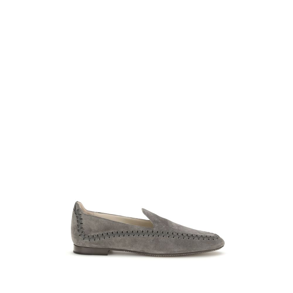 Giorgio Armani Gray Calf Leather Bos Taurus Slip-On Loafers Curated Luxury Accessories by Orvyn