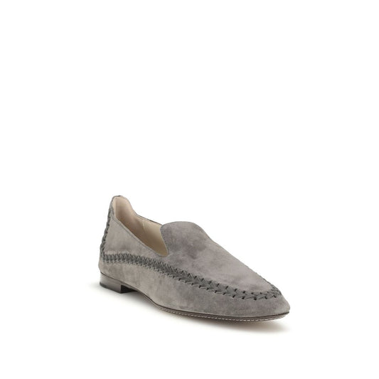 Giorgio Armani Gray Calf Leather Bos Taurus Slip-On Loafers Curated Luxury Accessories by Orvyn