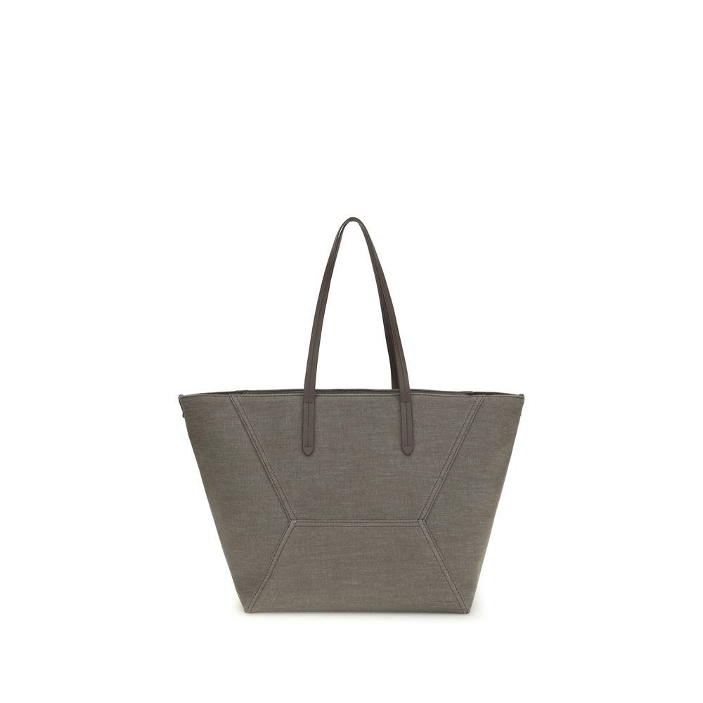 Brunello Cucinelli Brown Cotton Shoulder Bag Curated Luxury Accessories by Orvyn