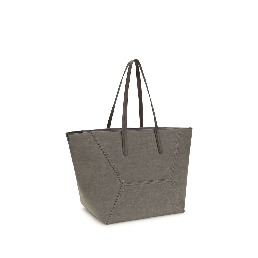 Brunello Cucinelli Brown Cotton Shoulder Bag Curated Luxury Accessories by Orvyn