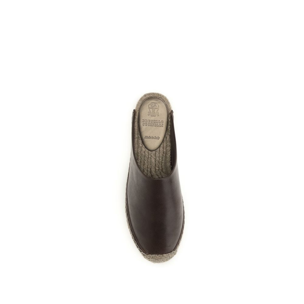 Brunello Cucinelli Brown Calf Leather Bos Taurus Espadrilles Curated Luxury Accessories by Orvyn