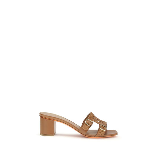 Santoni Beige Calf Leather Bos Taurus Platform Sandals Curated Luxury Accessories by Orvyn