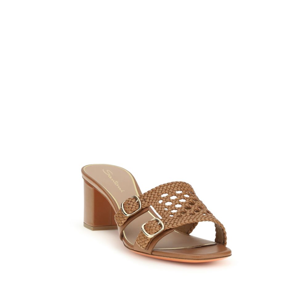 Santoni Beige Calf Leather Bos Taurus Platform Sandals Curated Luxury Accessories by Orvyn
