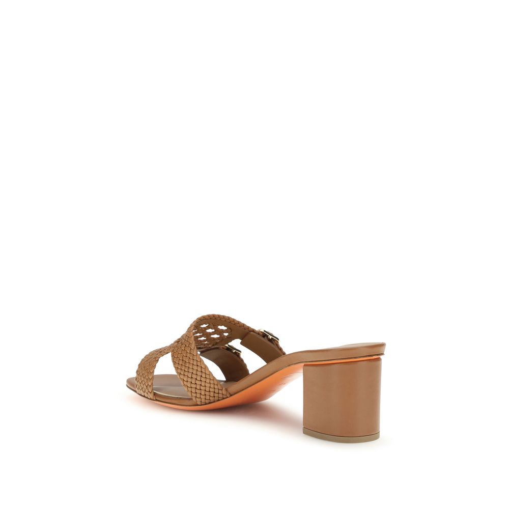 Santoni Beige Calf Leather Bos Taurus Platform Sandals Curated Luxury Accessories by Orvyn