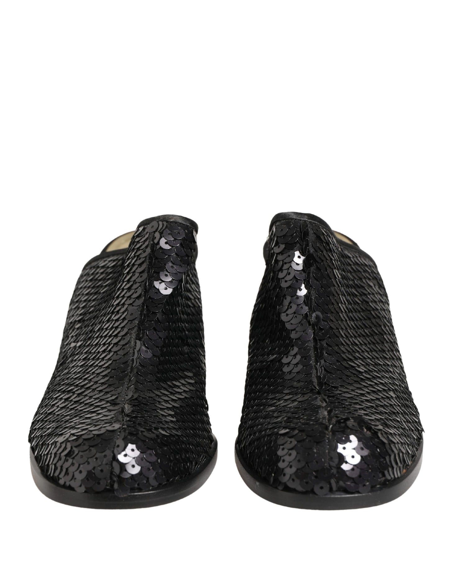 Dolce & Gabbana Black Sequined Mules Shoes Curated Luxury Accessories by Orvyn