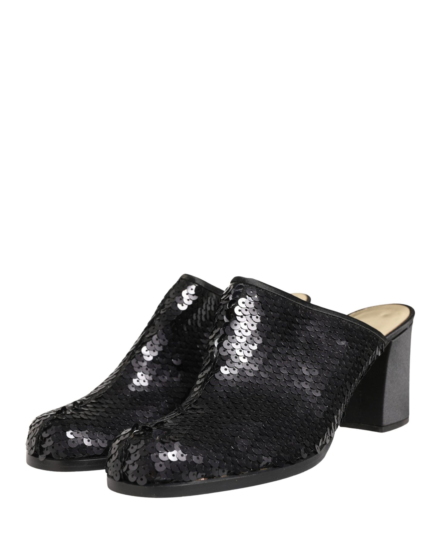 Dolce & Gabbana Black Sequined Mules Shoes Curated Luxury Accessories by Orvyn