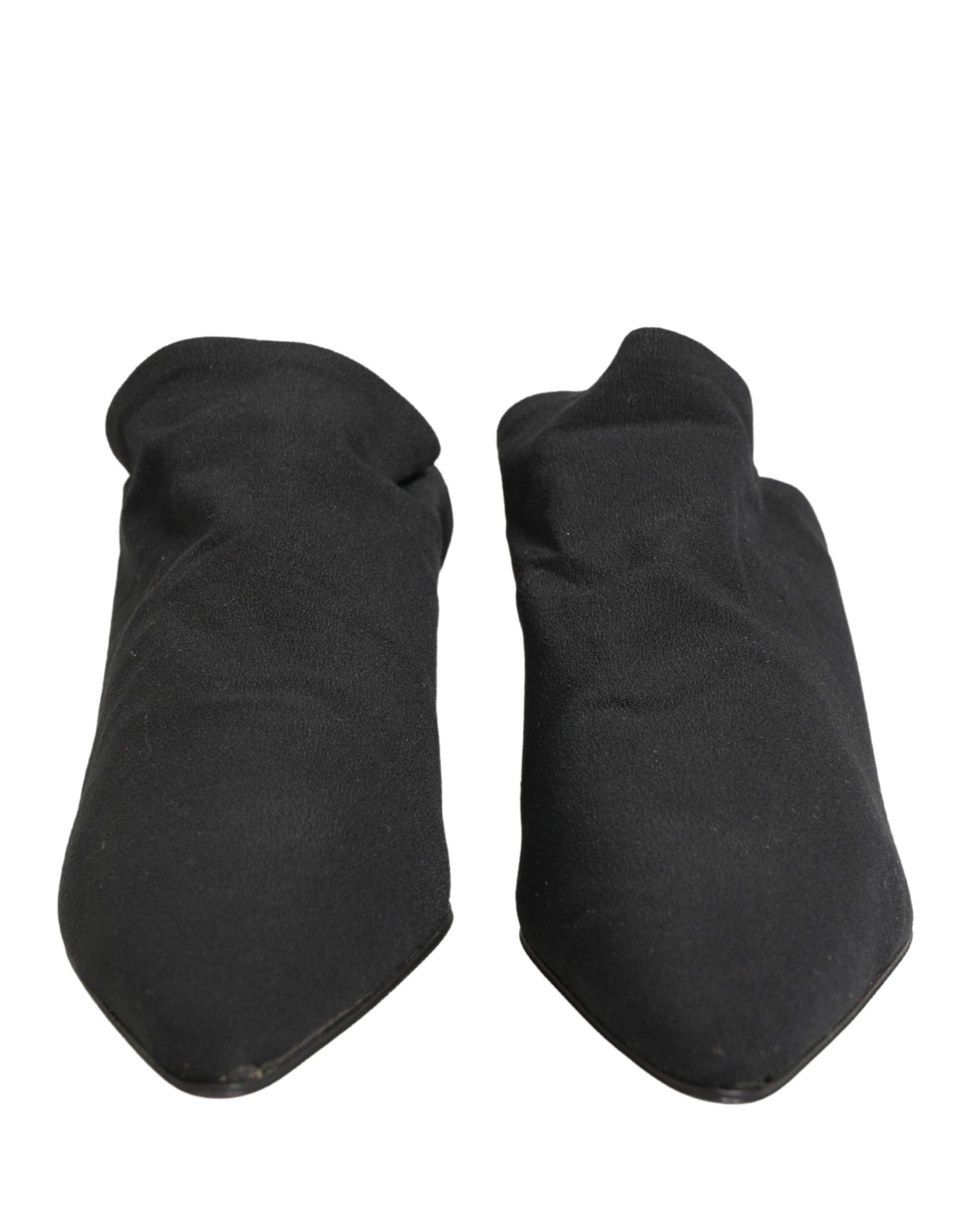 Dolce & Gabbana Black Suede Heel Mule Shoes Curated Luxury Accessories by Orvyn