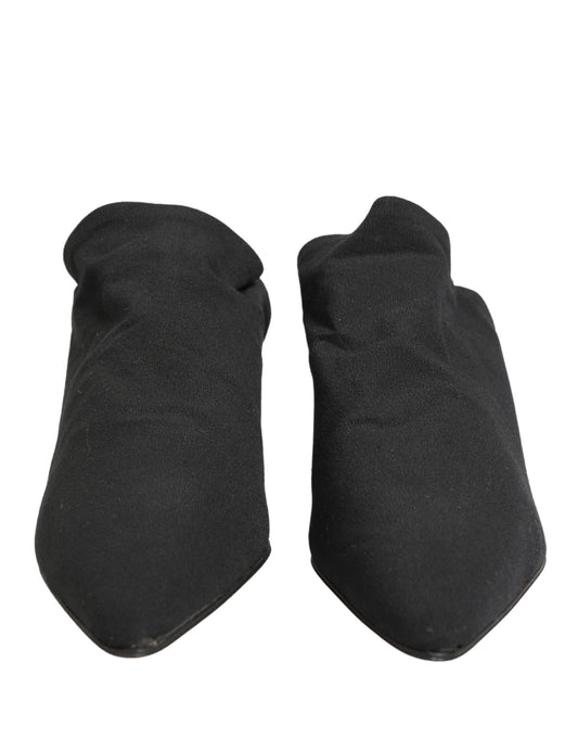 Dolce & Gabbana Black Suede Heel Mule Shoes