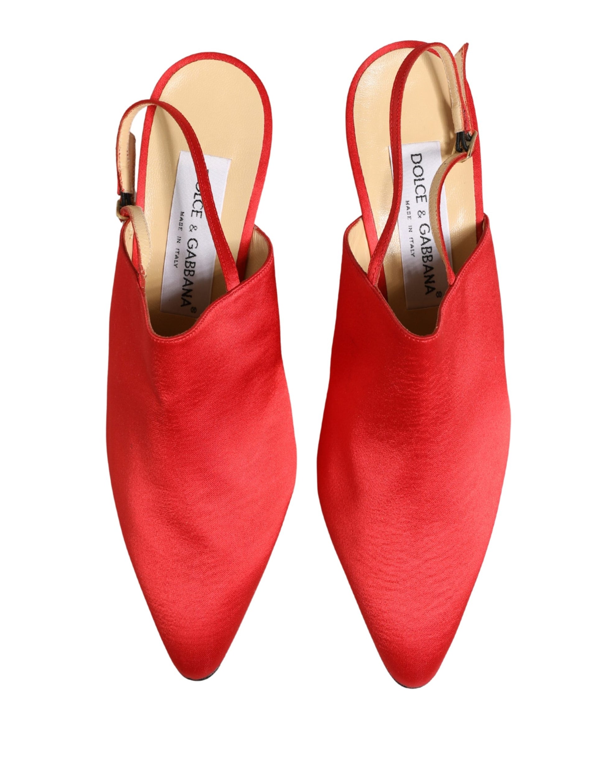 Dolce & Gabbana Red Suede Heel Slingback Shoes Curated Luxury Accessories by Orvyn