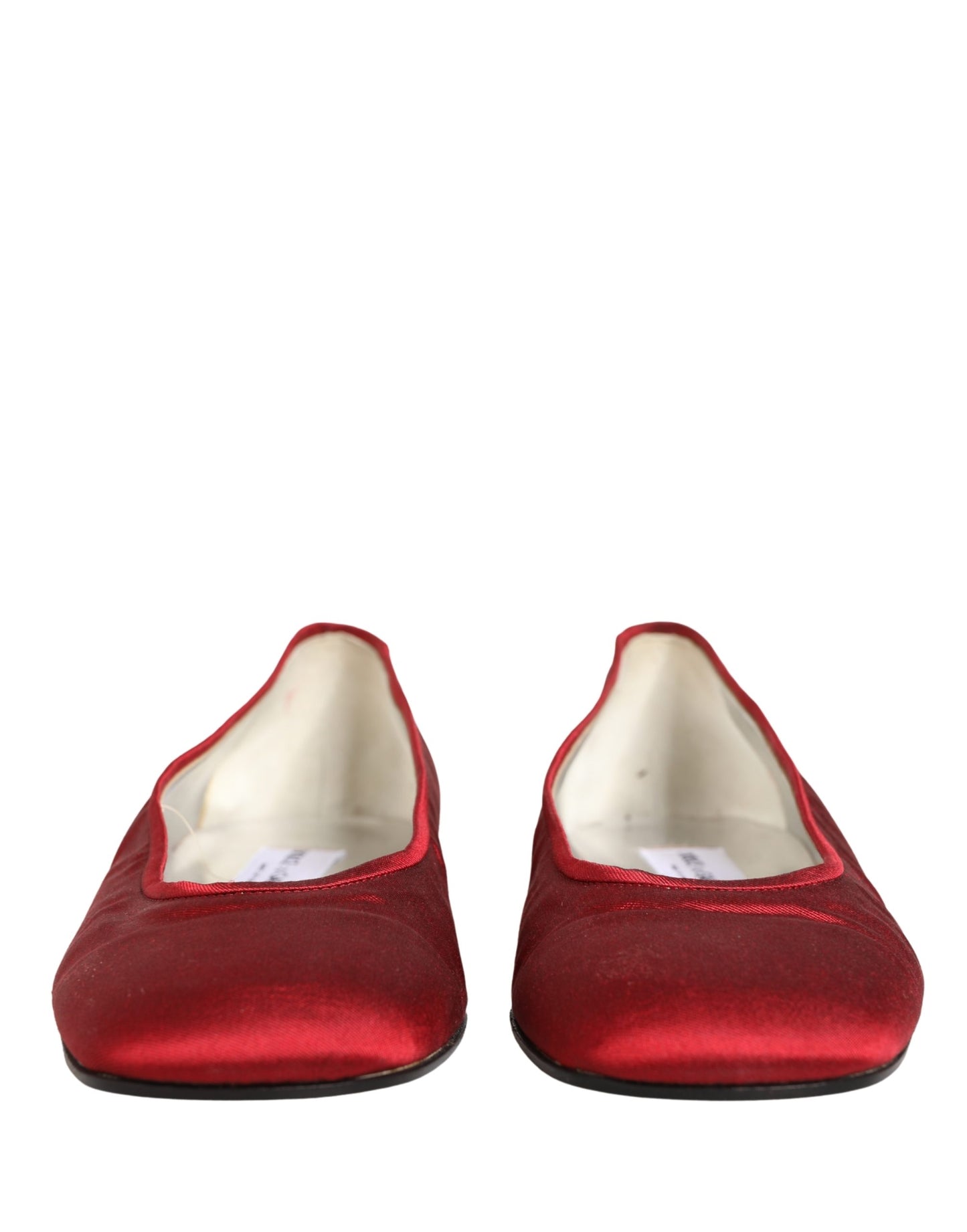 Dolce & Gabbana Red Satin Fabric Ballet Slip On Flats Shoes Curated Luxury Accessories by Orvyn