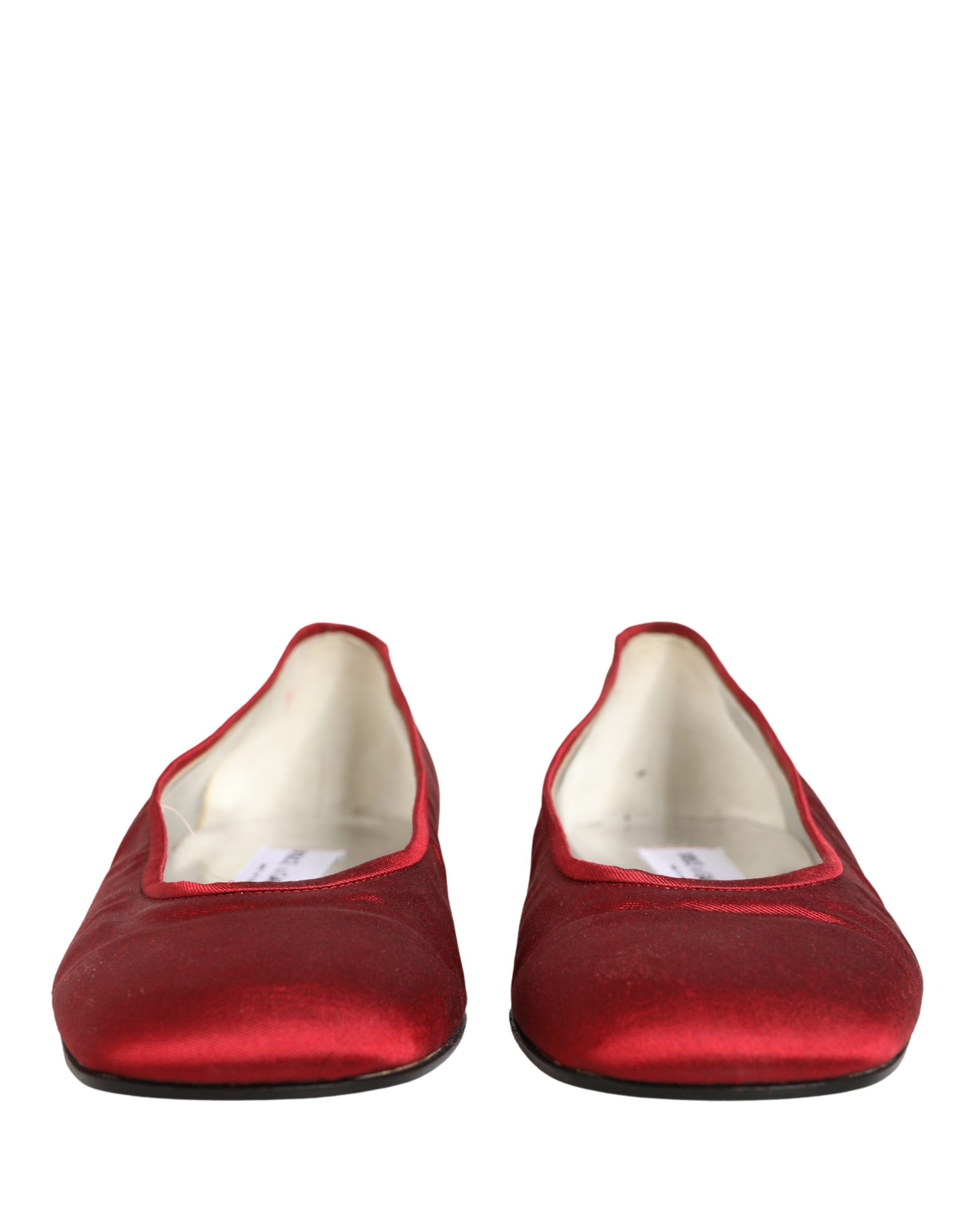 Dolce & Gabbana Red Satin Fabric Ballet Slip On Flats Shoes Curated Luxury Accessories by Orvyn