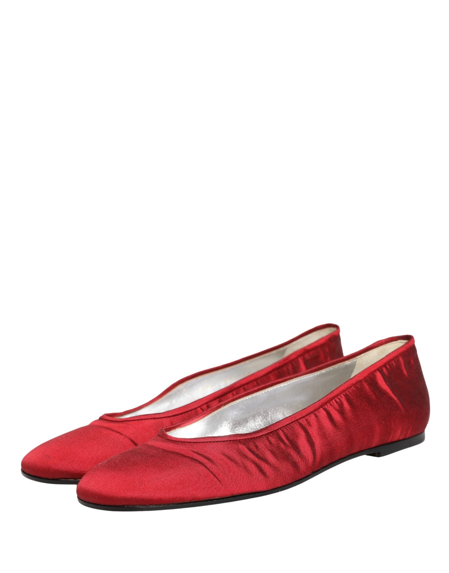 Dolce & Gabbana Red Satin Fabric Ballet Slip On Flats Shoes Curated Luxury Accessories by Orvyn