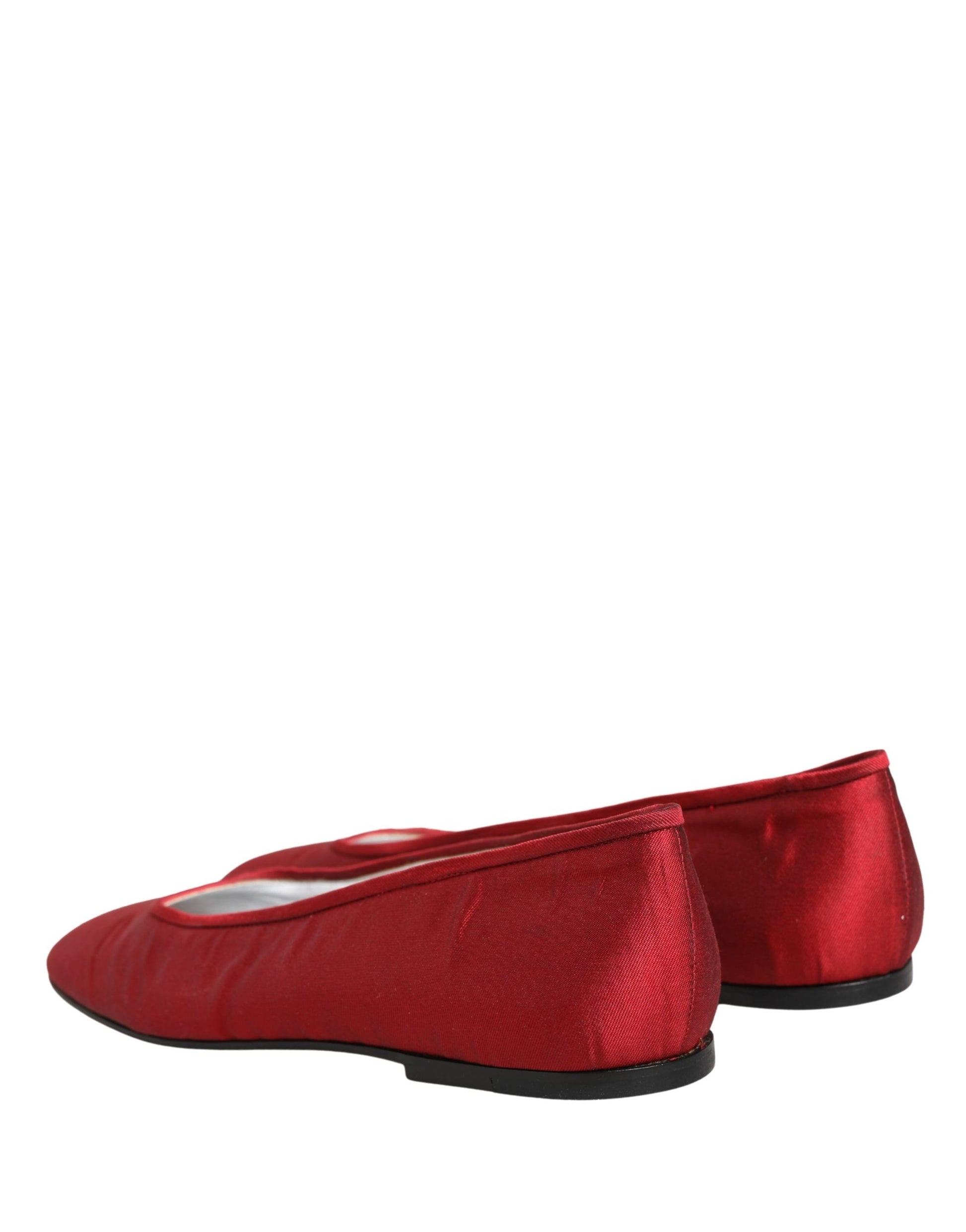 Dolce & Gabbana Red Satin Fabric Ballet Slip On Flats Shoes Curated Luxury Accessories by Orvyn