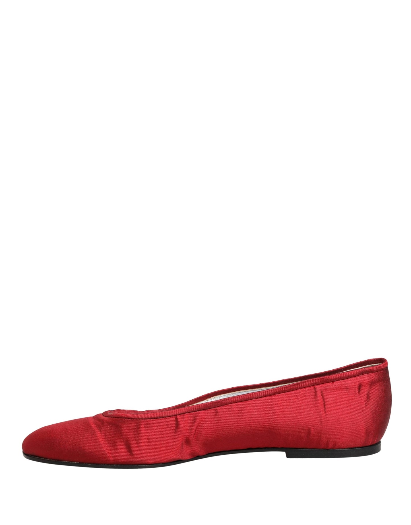 Dolce & Gabbana Red Satin Fabric Ballet Slip On Flats Shoes Curated Luxury Accessories by Orvyn