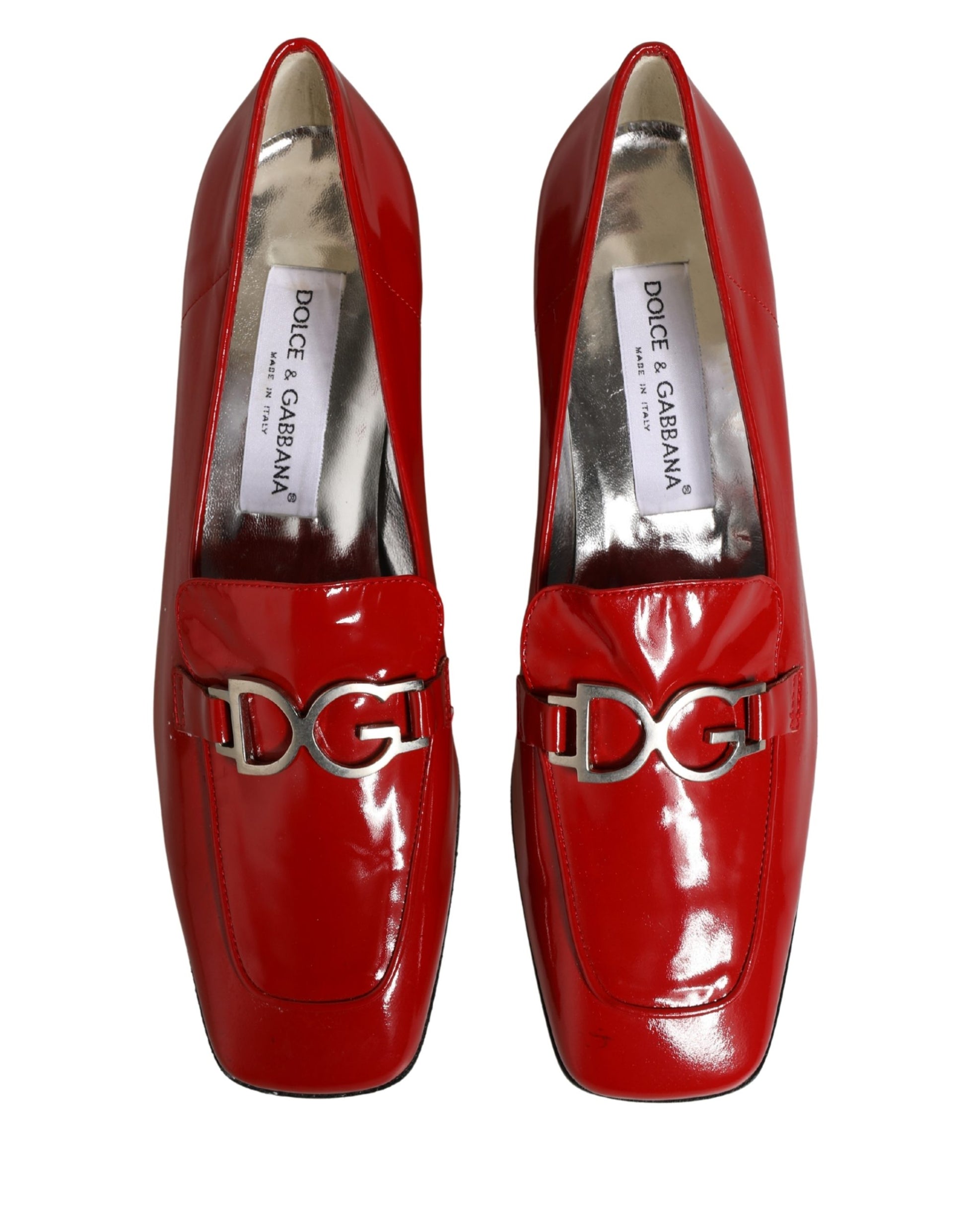 Dolce & Gabbana Red Patent Leather Moccasin Slip On Shoes Curated Luxury Accessories by Orvyn