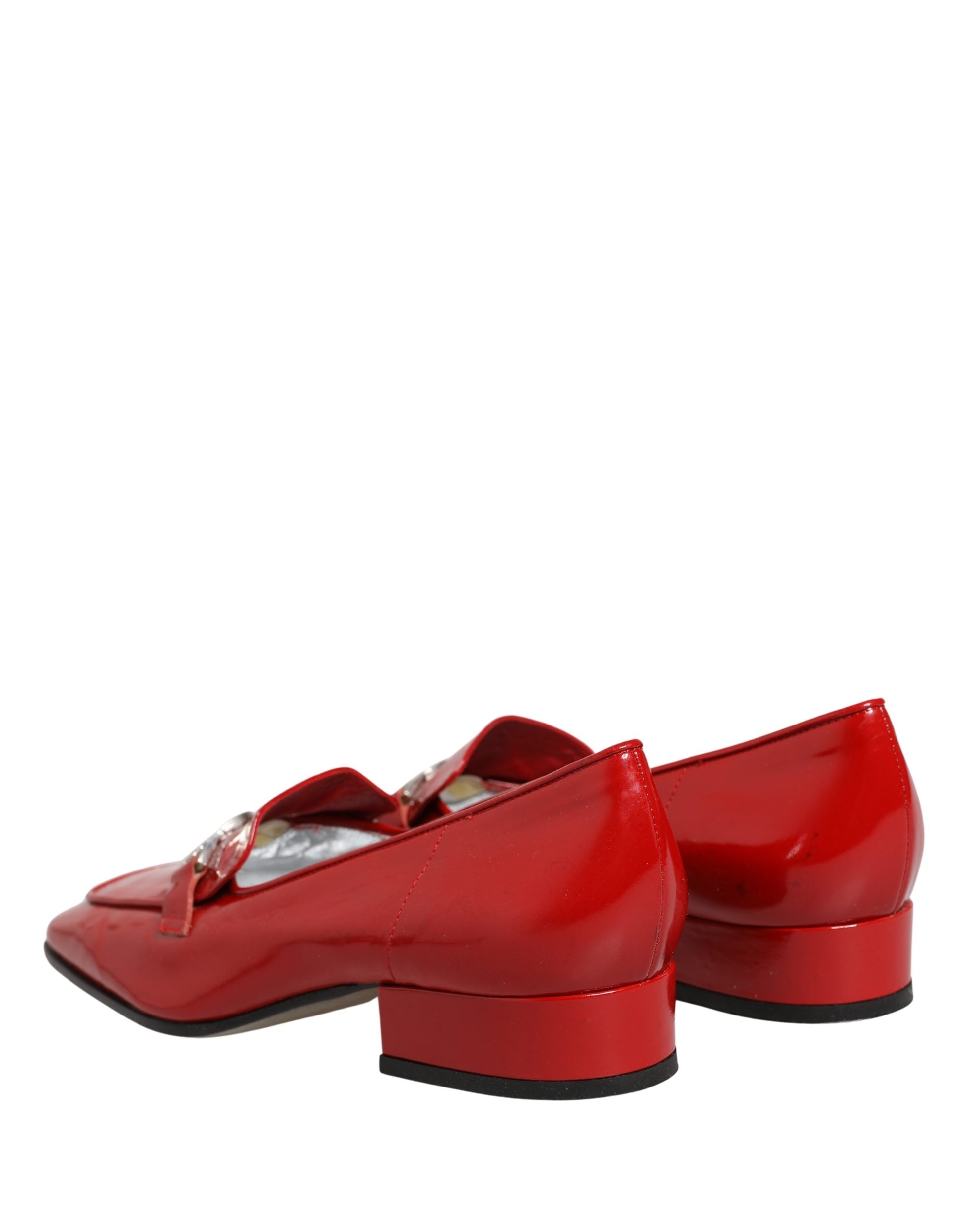 Dolce & Gabbana Red Patent Leather Moccasin Slip On Shoes Curated Luxury Accessories by Orvyn