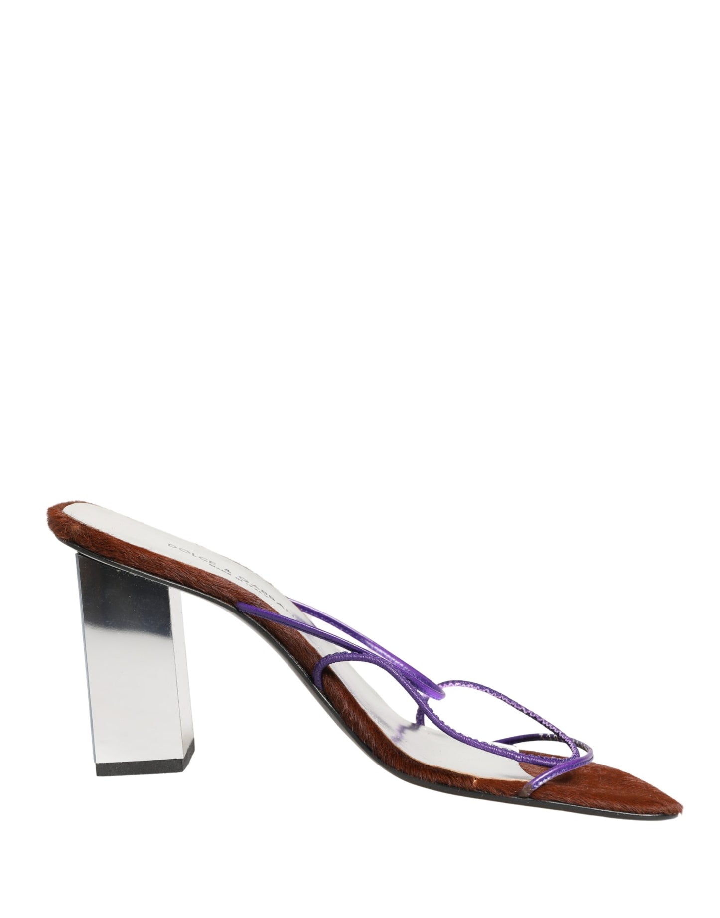 Dolce & Gabbana Silver Block Heels Slip On Sandals Shoes Curated Luxury Accessories by Orvyn