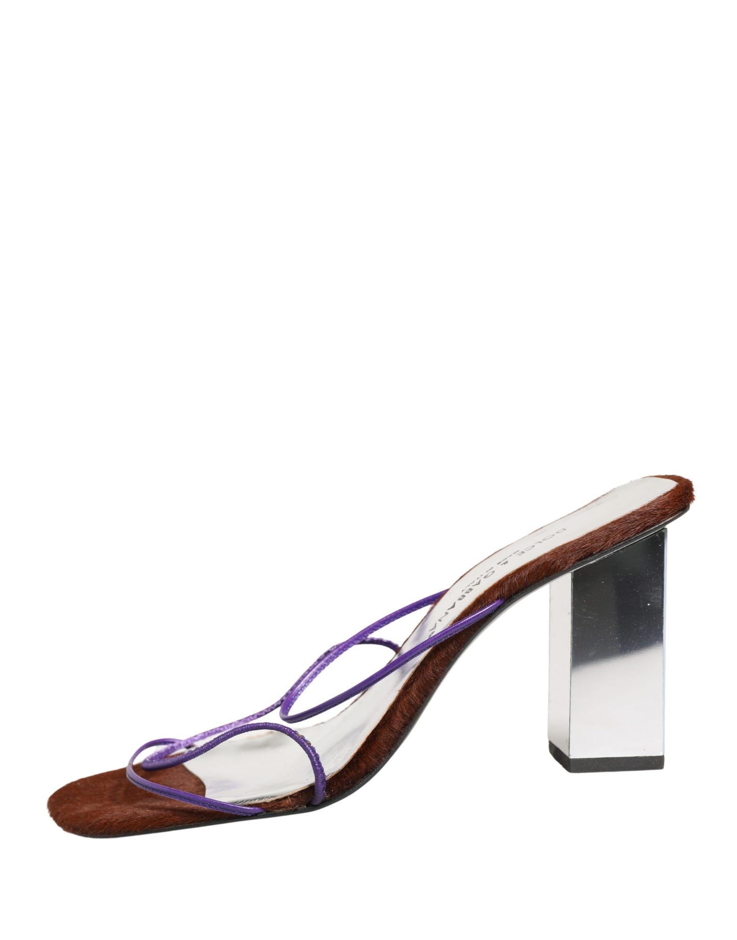Dolce & Gabbana Silver Block Heels Slip On Sandals Shoes Curated Luxury Accessories by Orvyn