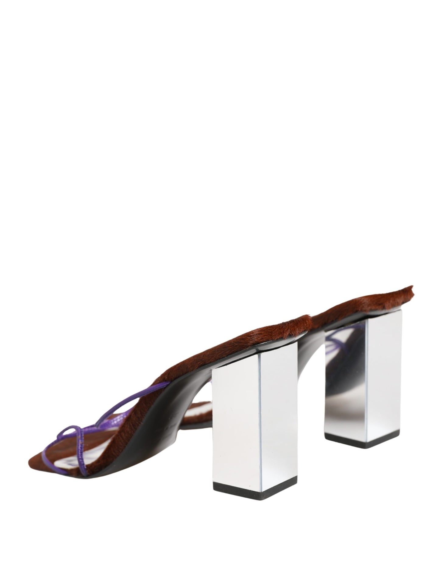 Dolce & Gabbana Silver Block Heels Slip On Sandals Shoes Curated Luxury Accessories by Orvyn