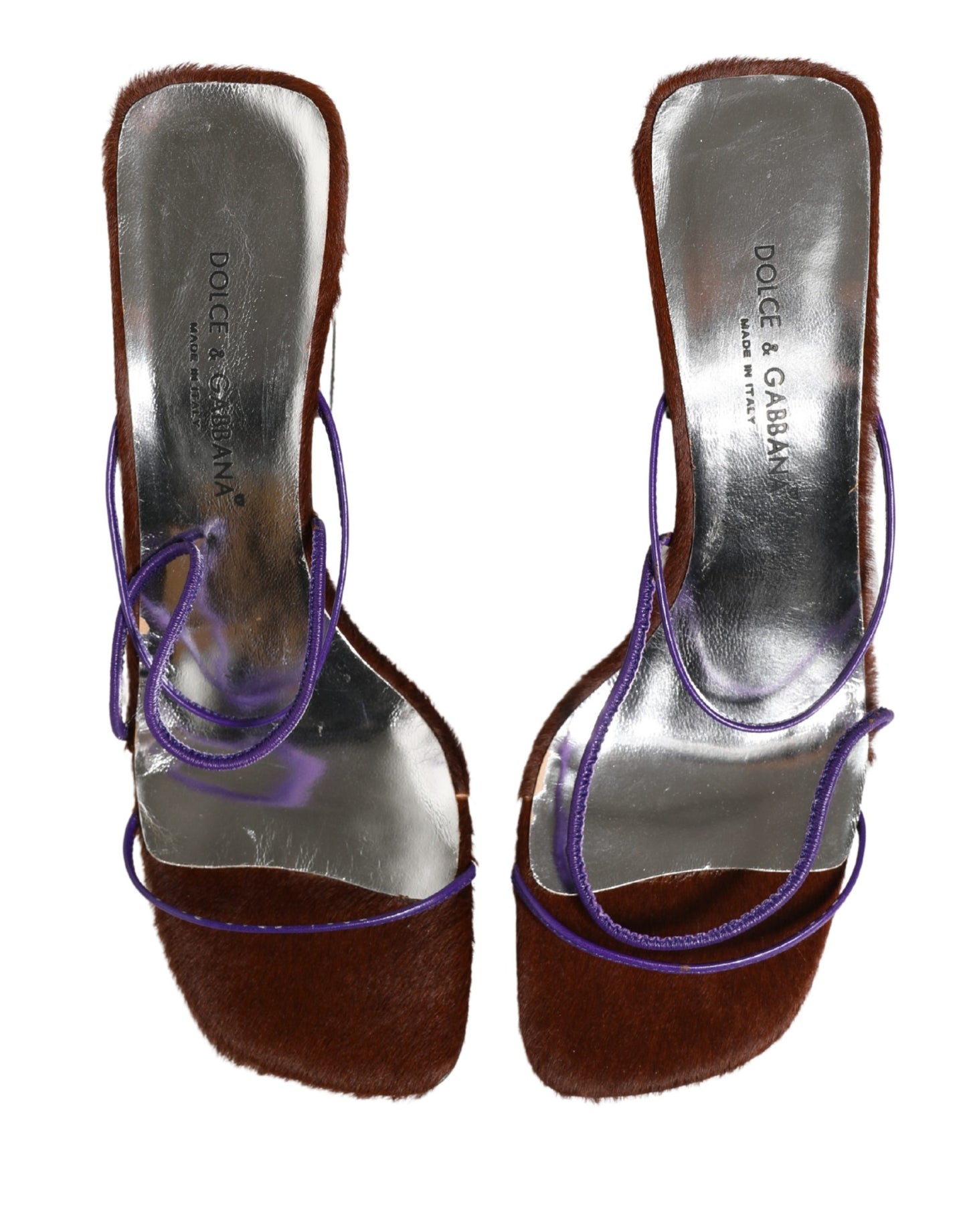 Dolce & Gabbana Silver Block Heels Slip On Sandals Shoes Curated Luxury Accessories by Orvyn