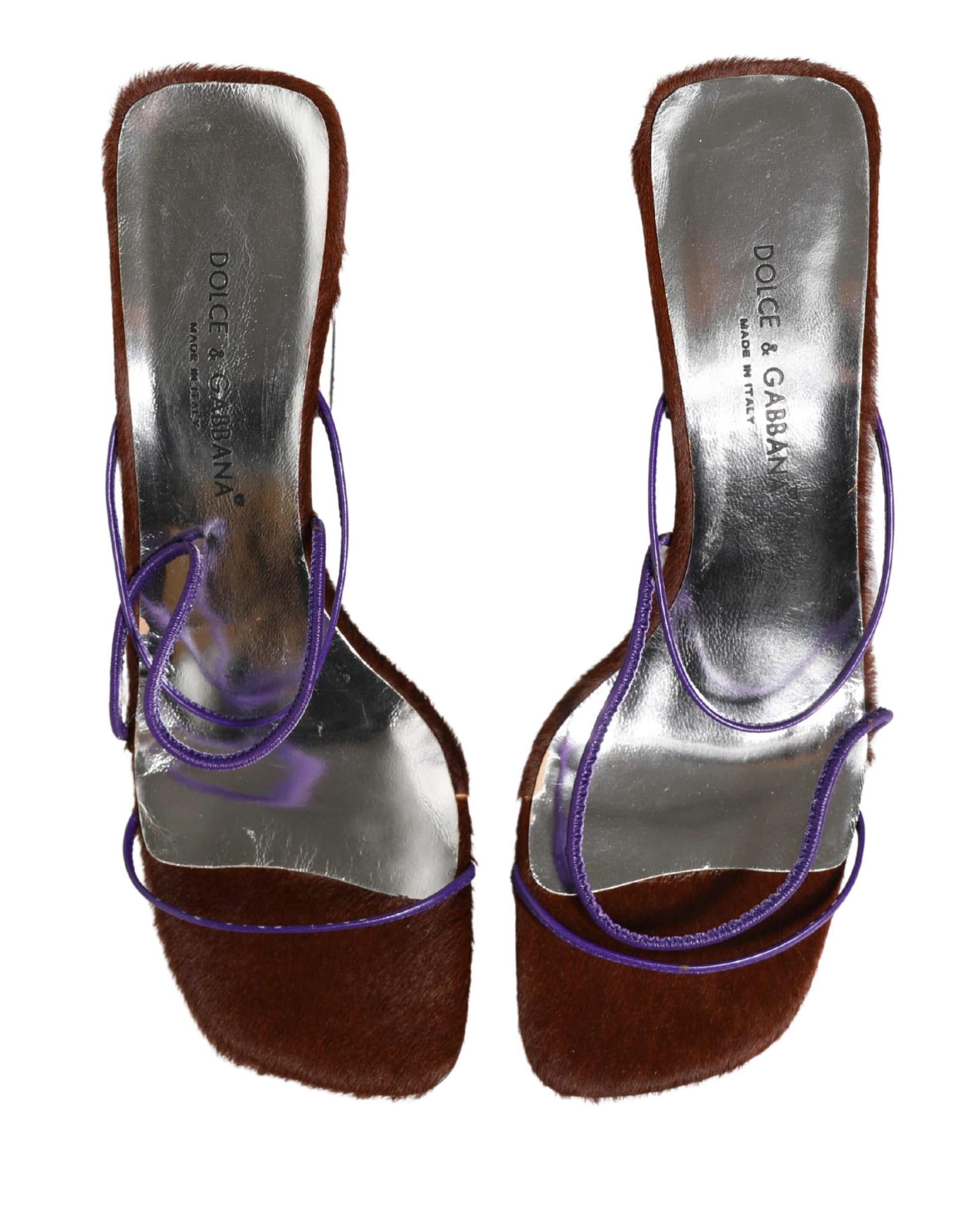 Dolce & Gabbana Silver Block Heels Slip On Sandals Shoes Curated Luxury Accessories by Orvyn