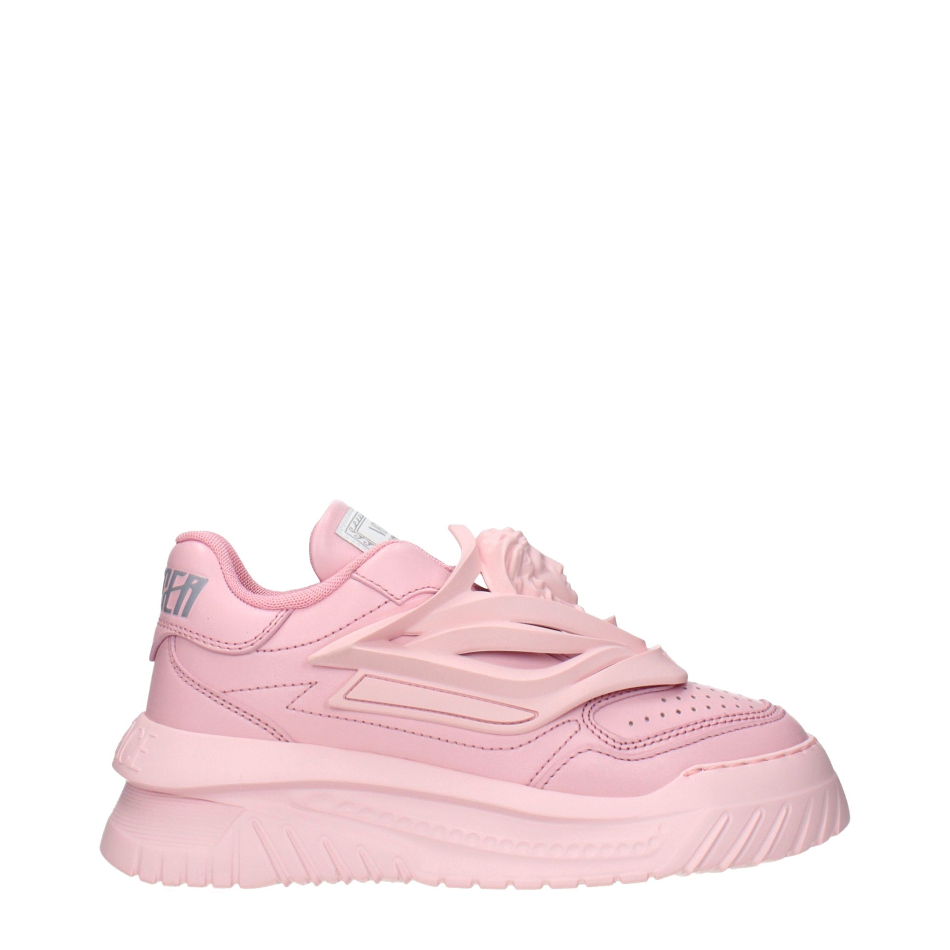 Versace Pink Leather Chunky Sneakers Curated Luxury Accessories by Orvyn