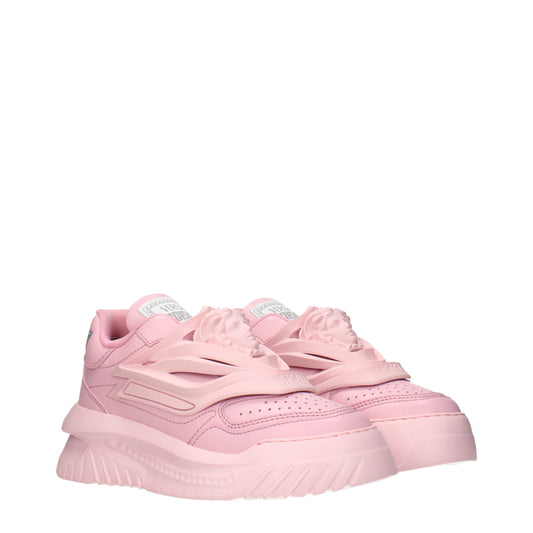 Versace Pink Leather Chunky Sneakers Curated Luxury Accessories by Orvyn