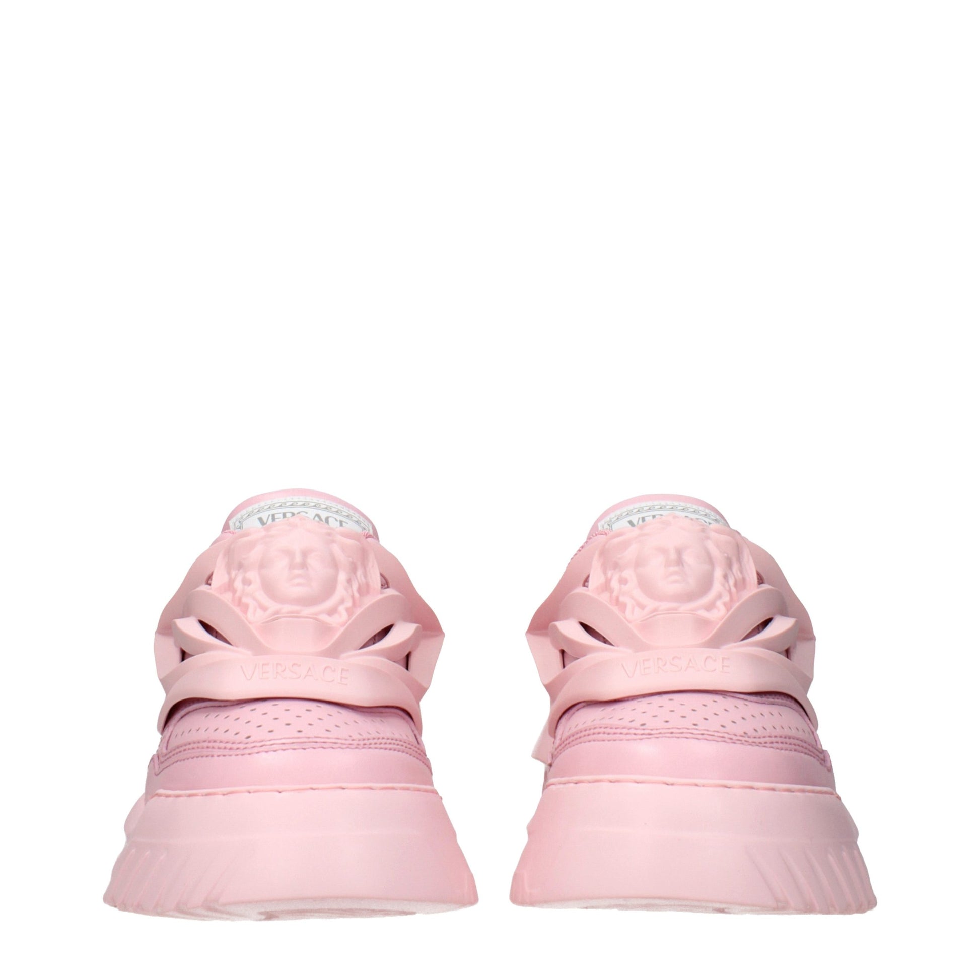 Versace Pink Leather Chunky Sneakers Curated Luxury Accessories by Orvyn