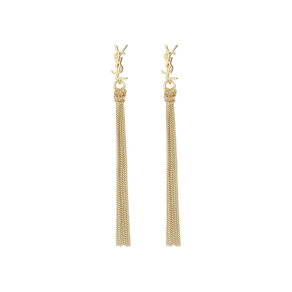 Saint Laurent Gold Brass Earrings Curated Luxury Accessories by Orvyn