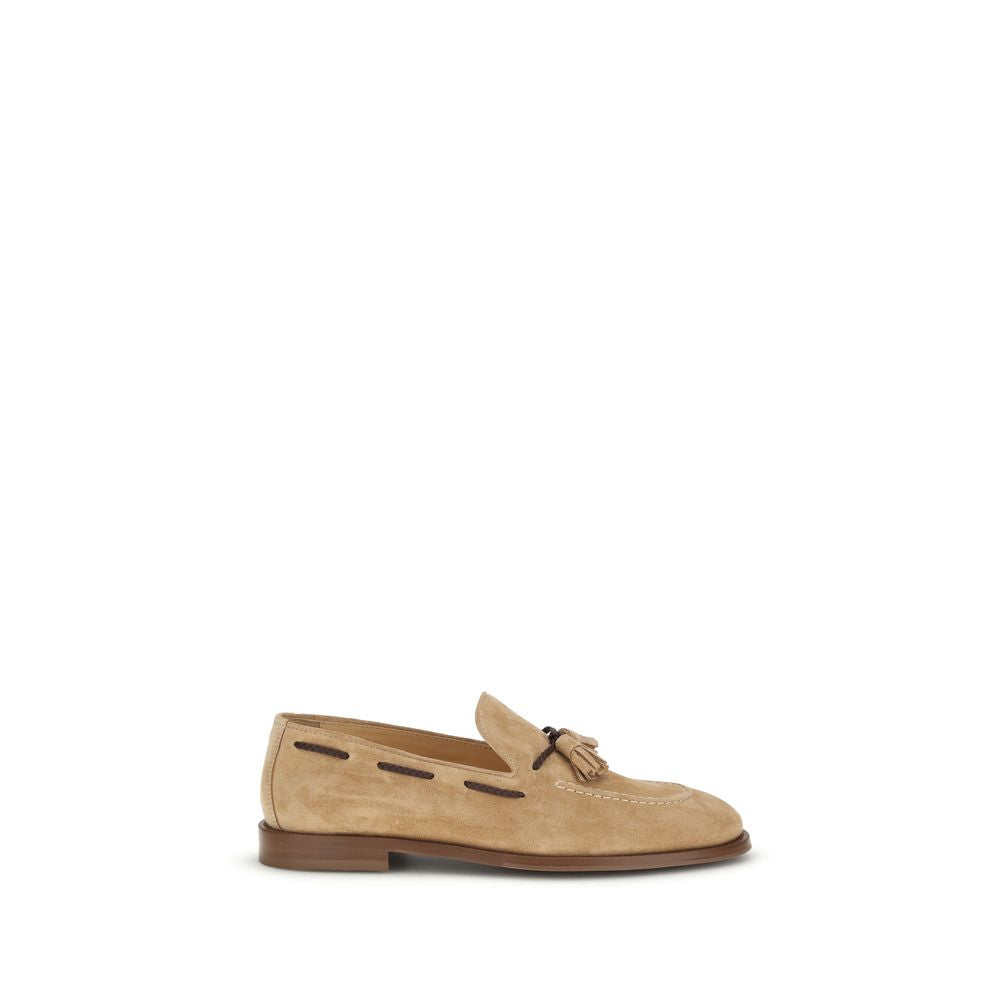 Brunello Cucinelli Brown Calf Leather Bos Taurus Slip-On Loafers Curated Luxury Accessories by Orvyn
