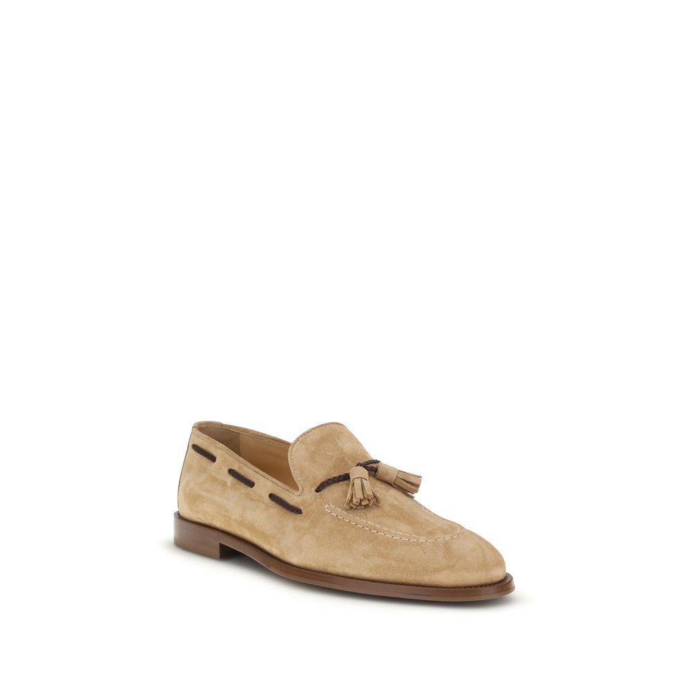 Brunello Cucinelli Brown Calf Leather Bos Taurus Slip-On Loafers Curated Luxury Accessories by Orvyn