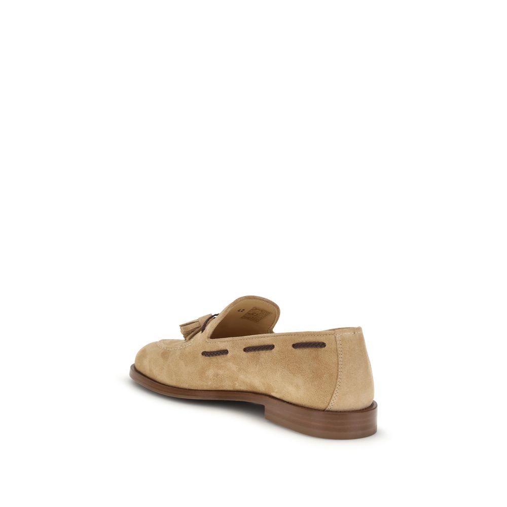Brunello Cucinelli Brown Calf Leather Bos Taurus Slip-On Loafers Curated Luxury Accessories by Orvyn