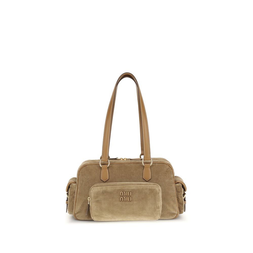 Miu Miu Beige Cotton Shoulder Bag Curated Luxury Accessories by Orvyn