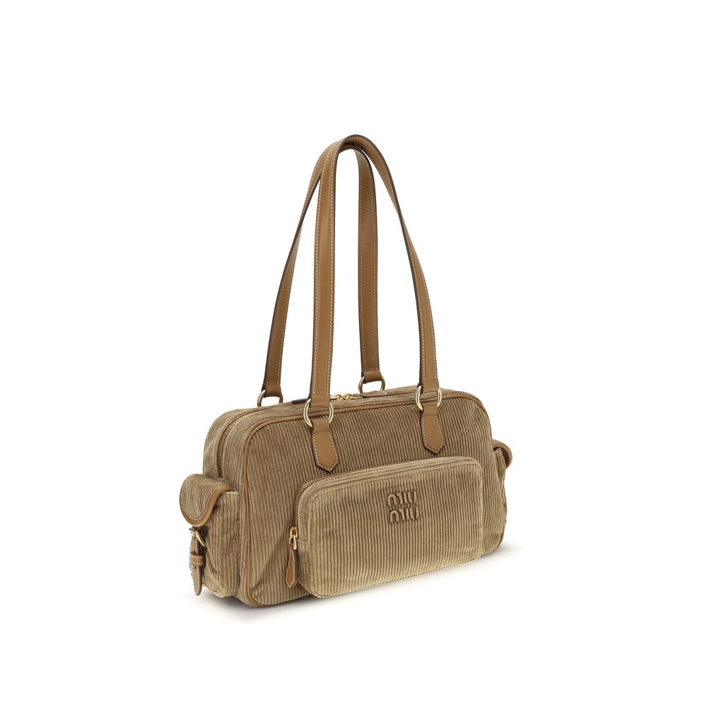 Miu Miu Beige Cotton Shoulder Bag Curated Luxury Accessories by Orvyn