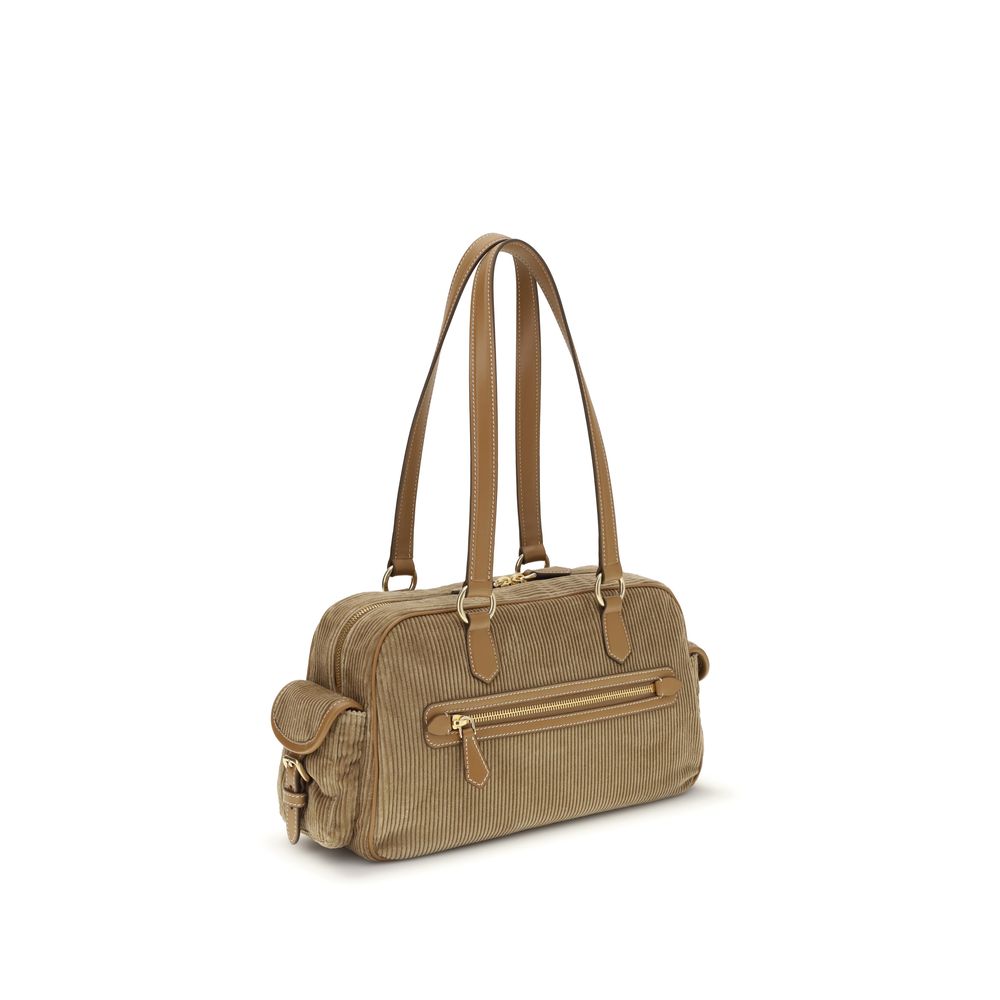 Miu Miu Beige Cotton Shoulder Bag Curated Luxury Accessories by Orvyn