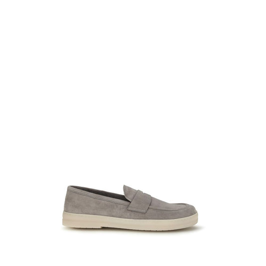 Prada Gray Calf Leather Bos Taurus Slip-On Loafers Curated Luxury Accessories by Orvyn