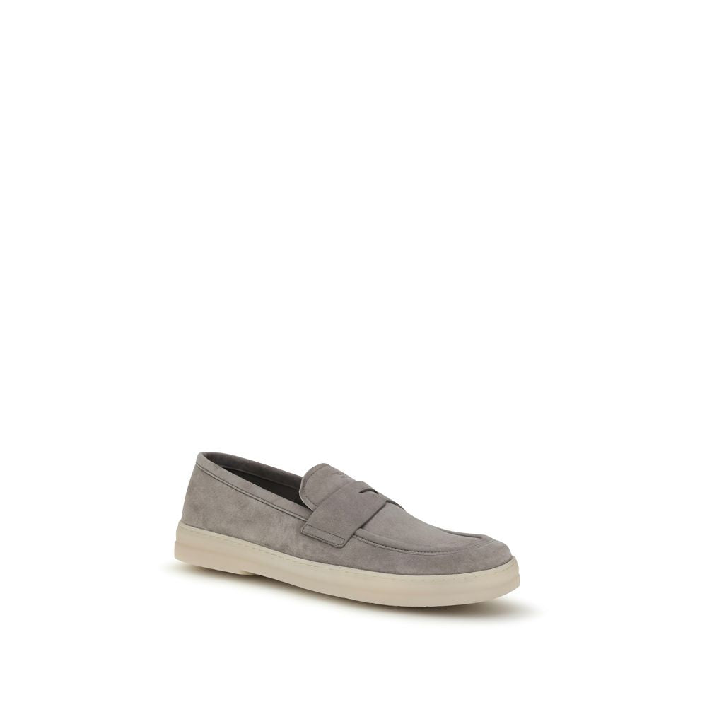 Prada Gray Calf Leather Bos Taurus Slip-On Loafers Curated Luxury Accessories by Orvyn