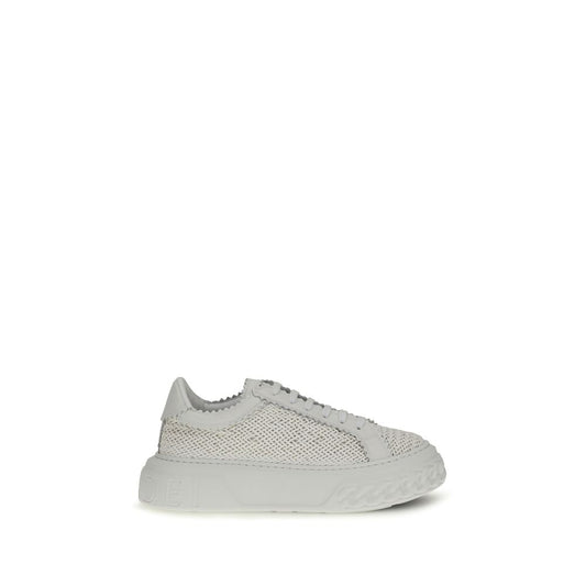 Casadei White Calf Leather Bos Taurus Chunky Sneakers Curated Luxury Accessories by Orvyn
