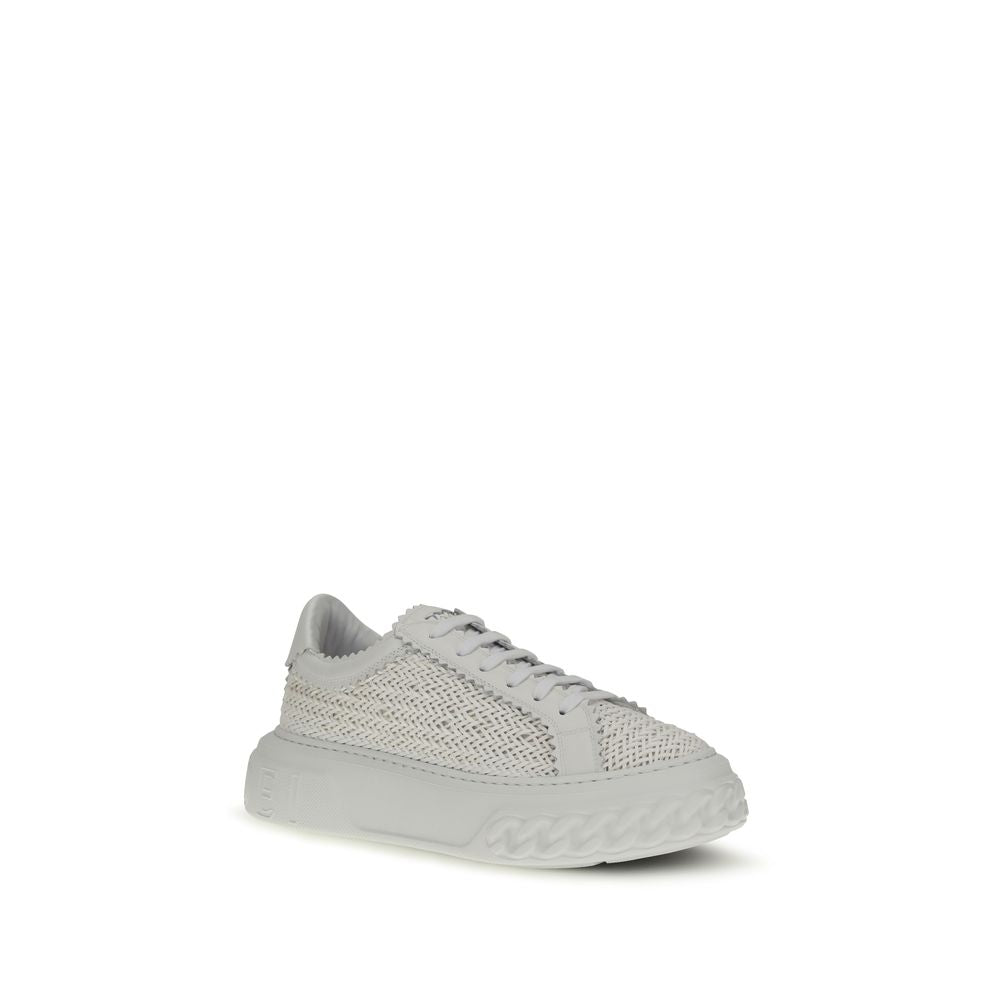 Casadei White Calf Leather Bos Taurus Chunky Sneakers Curated Luxury Accessories by Orvyn