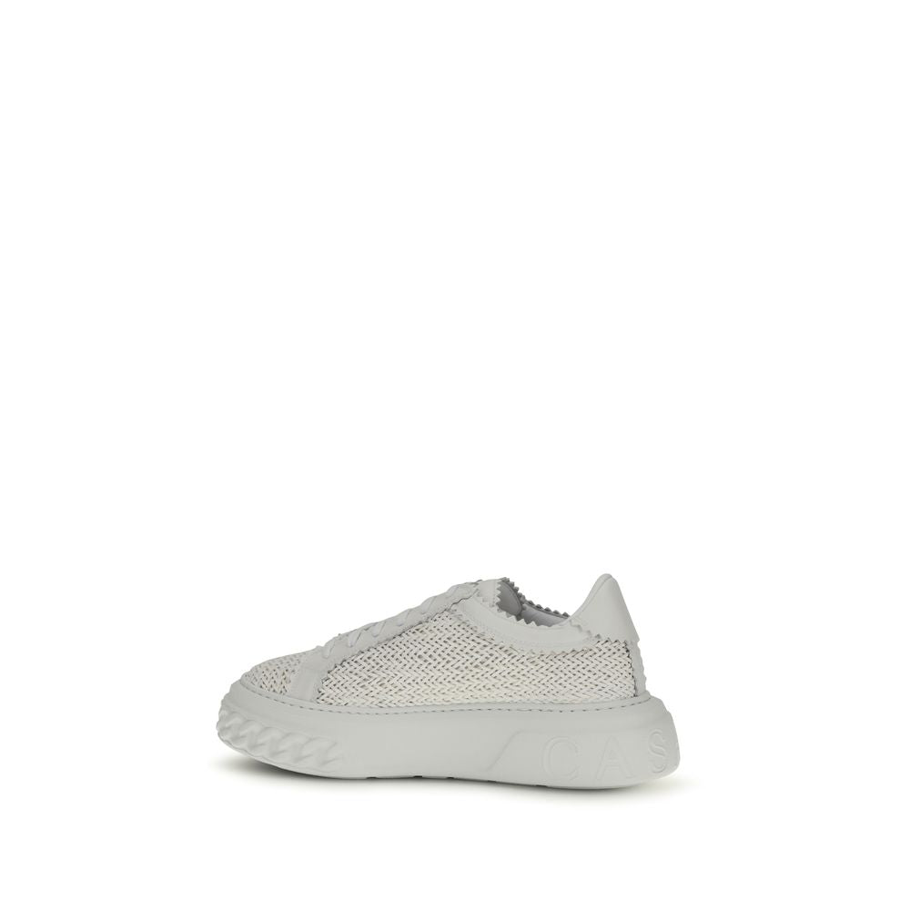 Casadei White Calf Leather Bos Taurus Chunky Sneakers Curated Luxury Accessories by Orvyn