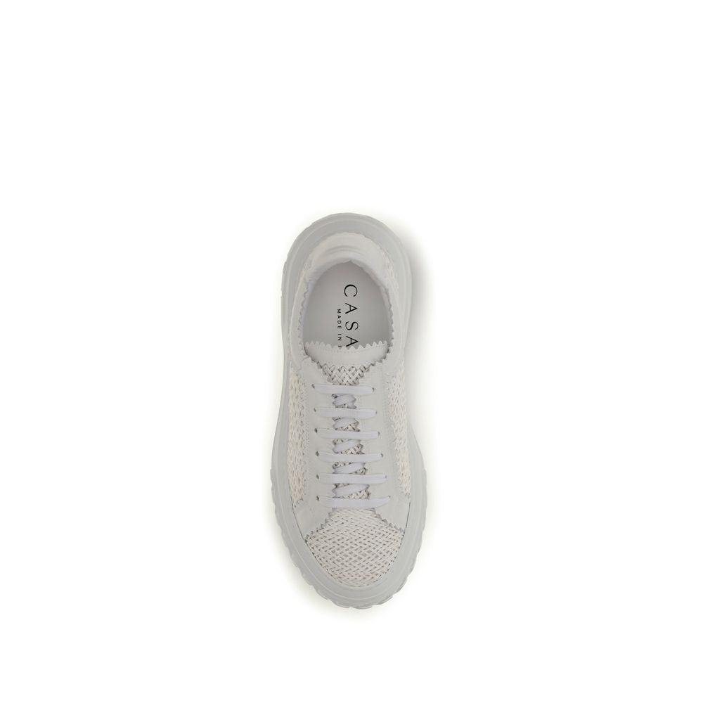 Casadei White Calf Leather Bos Taurus Chunky Sneakers Curated Luxury Accessories by Orvyn