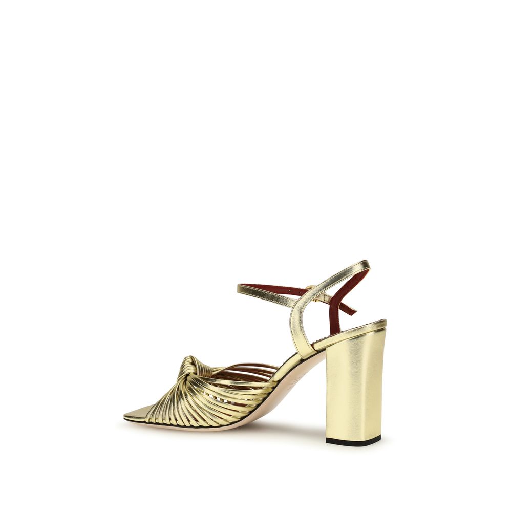 Valentino Garavani Gold Calf Leather Bos Taurus Platform Sandals Curated Luxury Accessories by Orvyn