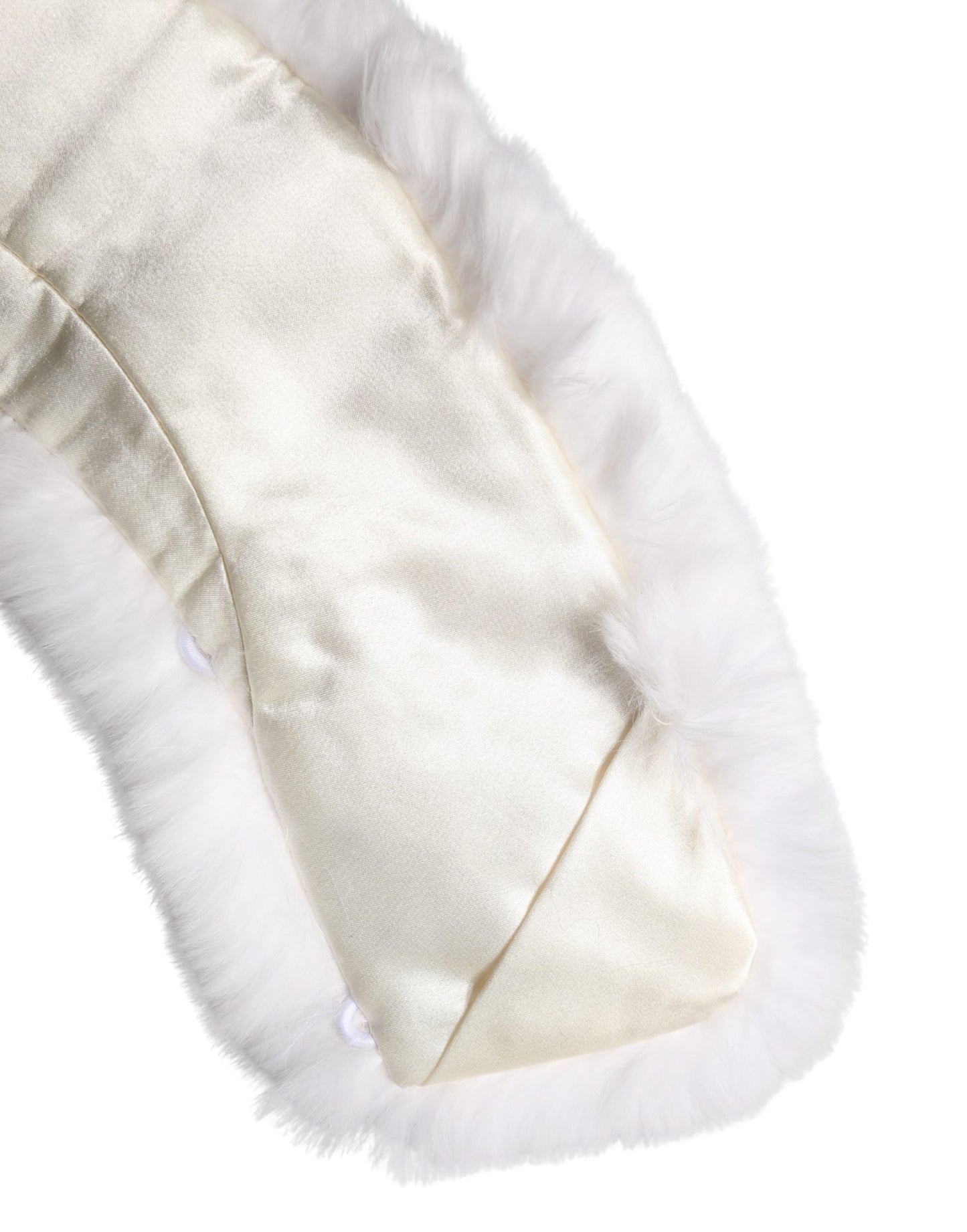 Dolce & Gabbana White Fur Shoulder Collar Wrap Shawl Scarf Curated Luxury Accessories by Orvyn