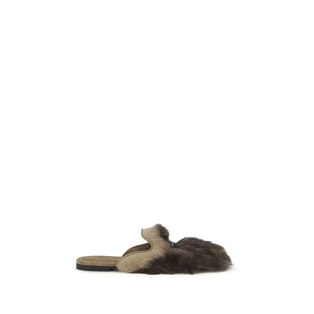 Dolce & Gabbana Gray Lamb Ovis Aries Aries Mules Curated Luxury Accessories by Orvyn