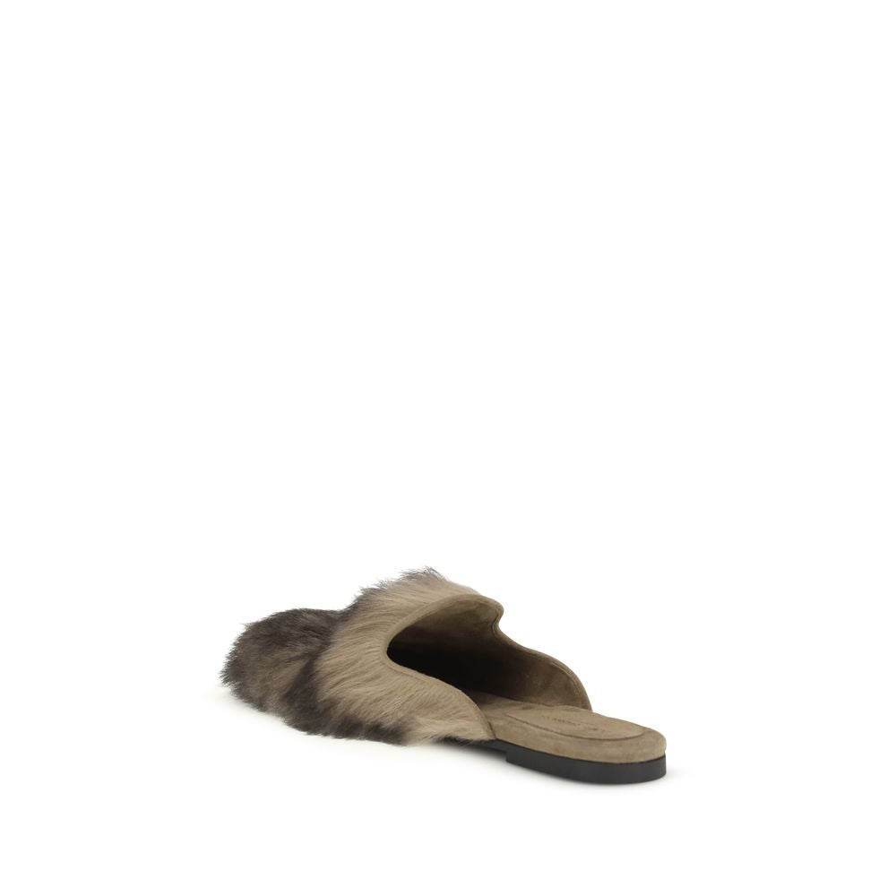Dolce & Gabbana Gray Lamb Ovis Aries Aries Mules Curated Luxury Accessories by Orvyn