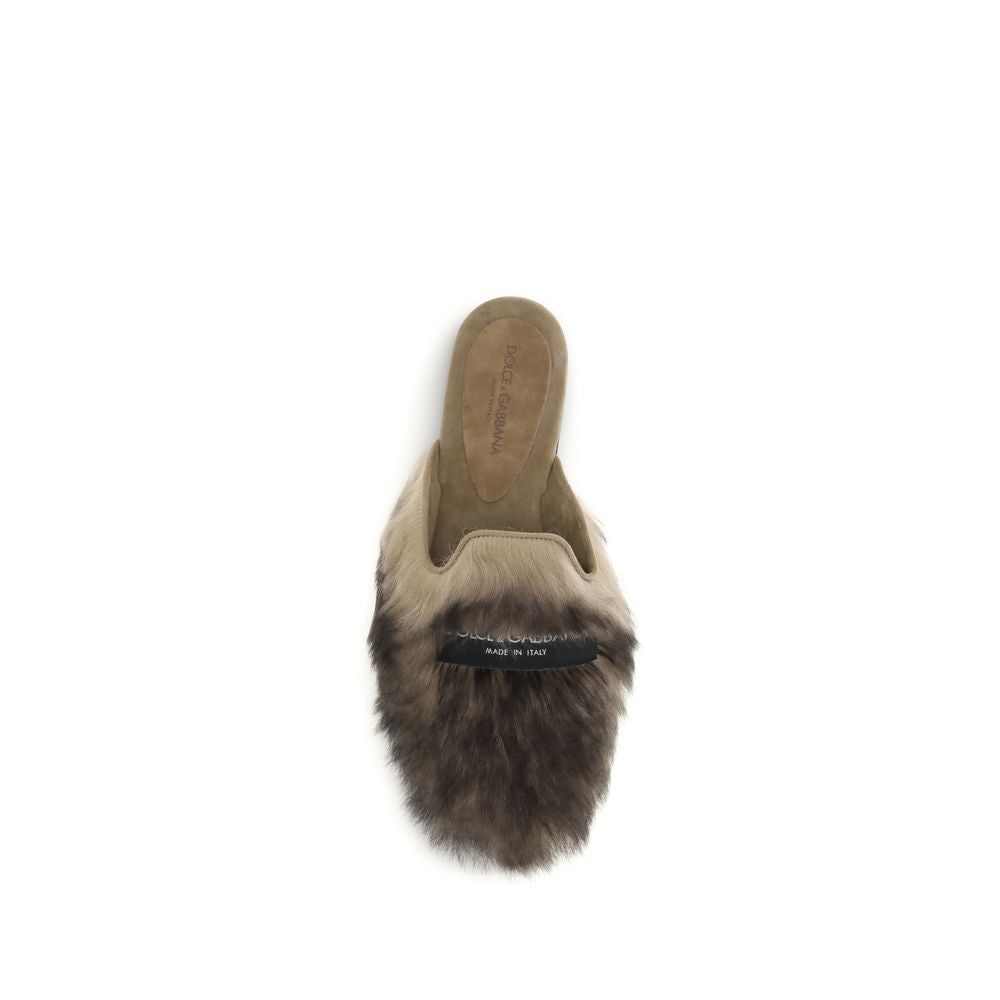 Dolce & Gabbana Gray Lamb Ovis Aries Aries Mules Curated Luxury Accessories by Orvyn