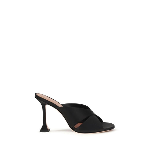 Amina Muaddi Black Silk Sandals Curated Luxury Accessories by Orvyn