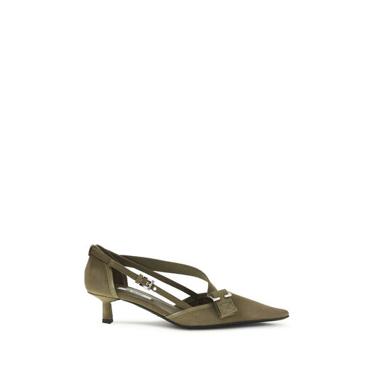 Prada Bicolor Cotton Mid Heel Pumps Curated Luxury Accessories by Orvyn