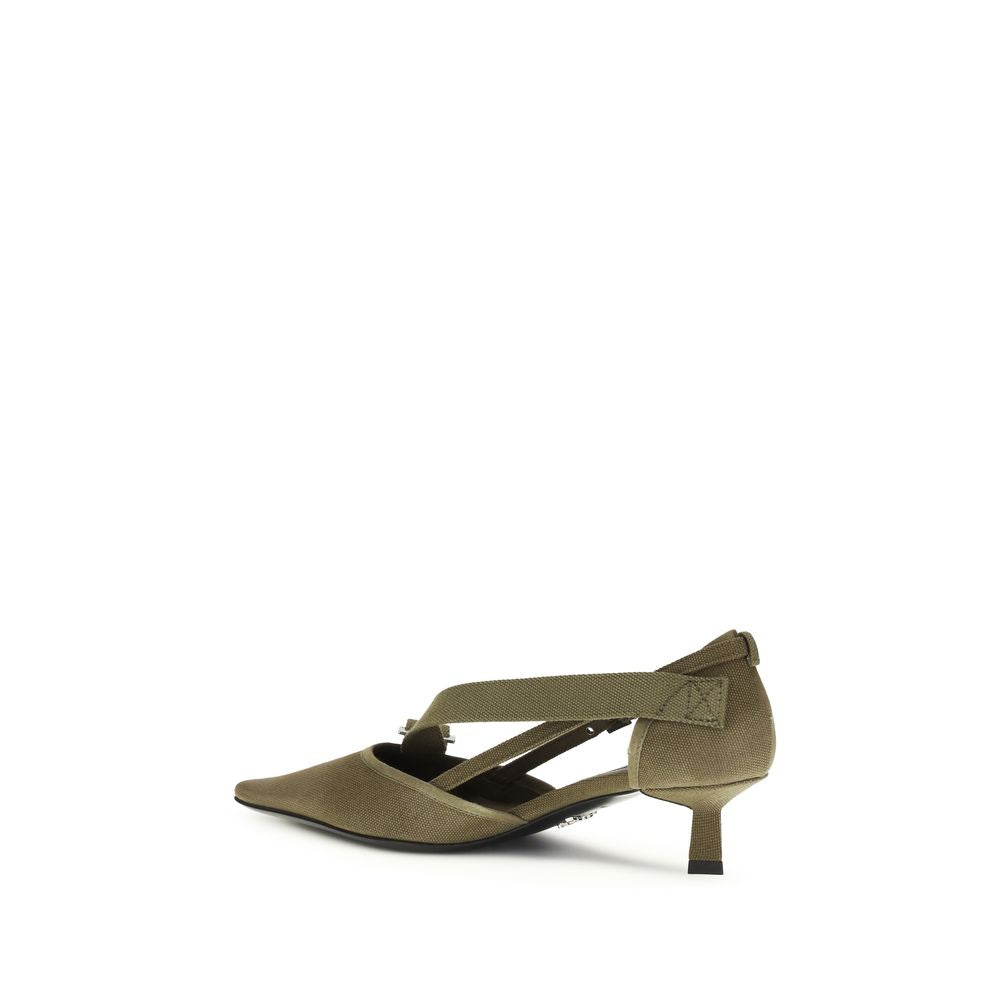 Prada Bicolor Cotton Mid Heel Pumps Curated Luxury Accessories by Orvyn