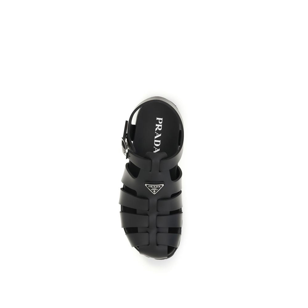 Prada Black Calf Leather Bos Taurus Sandals Curated Luxury Accessories by Orvyn